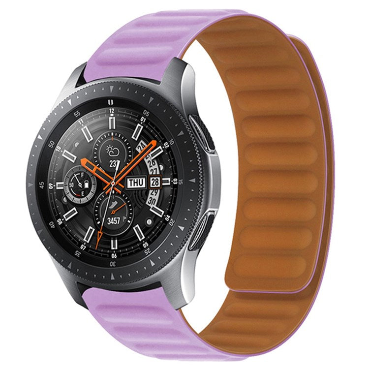 For Samsung Gear S3 Frontier/Classic/Garmin Forerunner 255 22mm Magnetic Watch Strap Silicone Wrist Band Replacement - Light Purple
