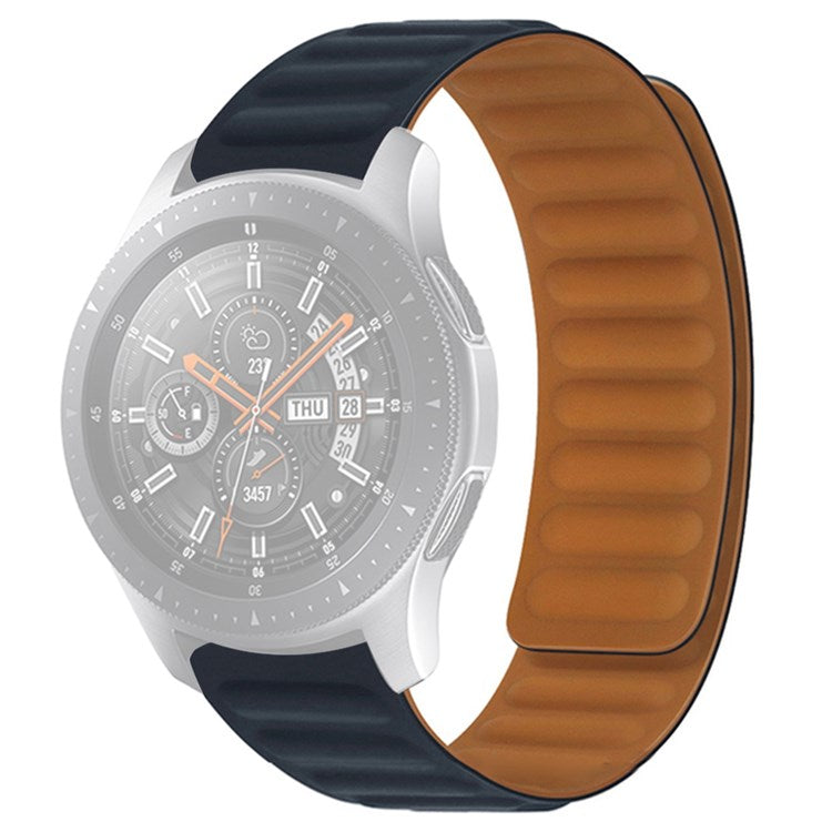 For Samsung Gear S3 Frontier/Classic/Garmin Forerunner 255 22mm Magnetic Watch Strap Silicone Wrist Band Replacement - Midnight Black