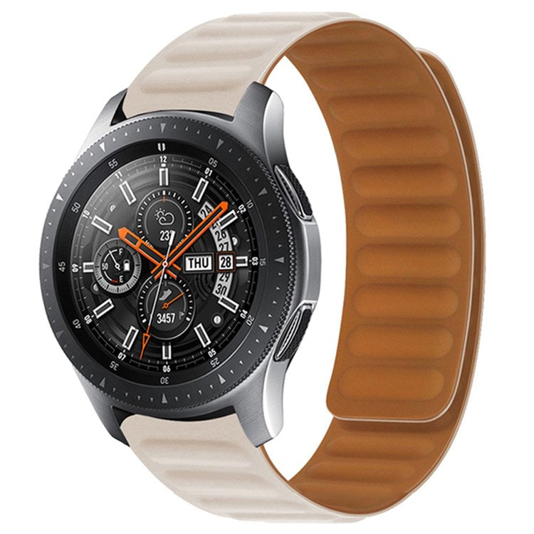 For Samsung Gear S3 Frontier/Classic/Garmin Forerunner 255 22mm Magnetic Watch Strap Silicone Wrist Band Replacement - Beige
