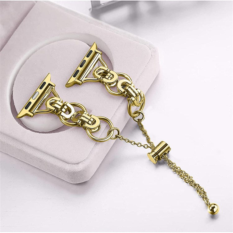 For Apple Watch Series 10 42mm / 9 8 7 41mm / 6 5 4 SE SE (2022) SE (2023) 40mm / 3 2 1 38mm Stainless Steel Stylish Hollow Out Smart Watch Band Bracelet - Gold