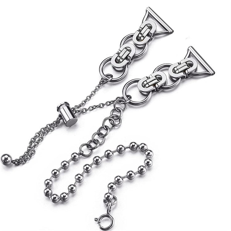 For Samsung Galaxy Watch4 Active 40mm 44mm/Watch4 Classic 46mm 42mm Anti-scratch Stainless Steel Bead Decor Dual Circle Watch Band Bracelet Durable Wristband Strap - Silver