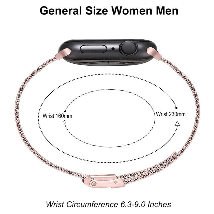 For Apple Watch Series 10 42mm / 9 8 7 41mm / 6 5 4 SE SE (2022) SE (2023) 40mm / 3 2 1 38mm Milanese Mesh Stainless Steel Watch Band Wrist Strap - Rose Pink