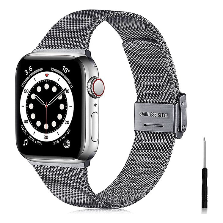 For Apple Watch Series 10 42mm / 9 8 7 41mm / 6 5 4 SE SE (2022) SE (2023) 40mm / 3 2 1 38mm Milanese Mesh Stainless Steel Watch Band Wrist Strap - Grey