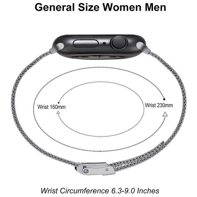 For Apple Watch Series 10 42mm / 9 8 7 41mm / 6 5 4 SE SE (2022) SE (2023) 40mm / 3 2 1 38mm Milanese Mesh Stainless Steel Watch Band Wrist Strap - Grey