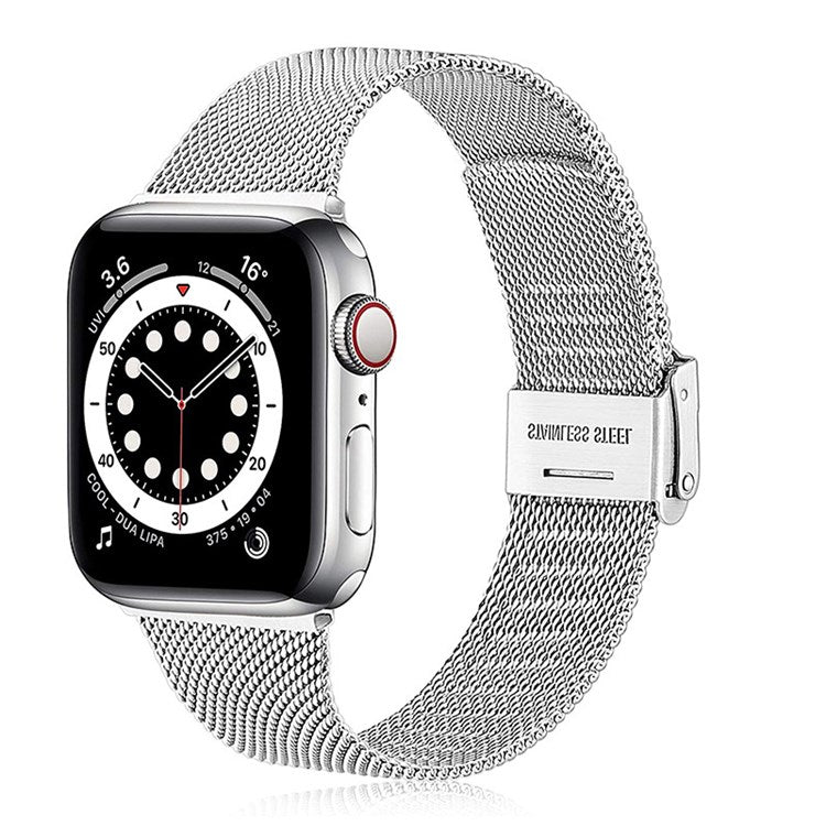For Apple Watch Series 10 42mm / 9 8 7 41mm / 6 5 4 SE SE (2022) SE (2023) 40mm / 3 2 1 38mm Stainless Steel Milanese Smart Watch Band Replacement Strap - Silver