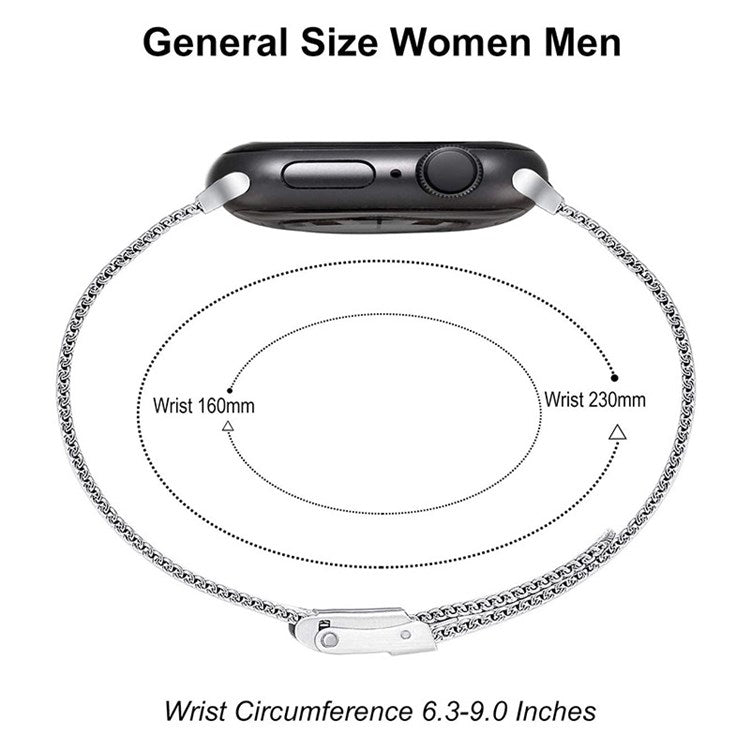 For Apple Watch Series 10 42mm / 9 8 7 41mm / 6 5 4 SE SE (2022) SE (2023) 40mm / 3 2 1 38mm Stainless Steel Milanese Smart Watch Band Replacement Strap - Silver