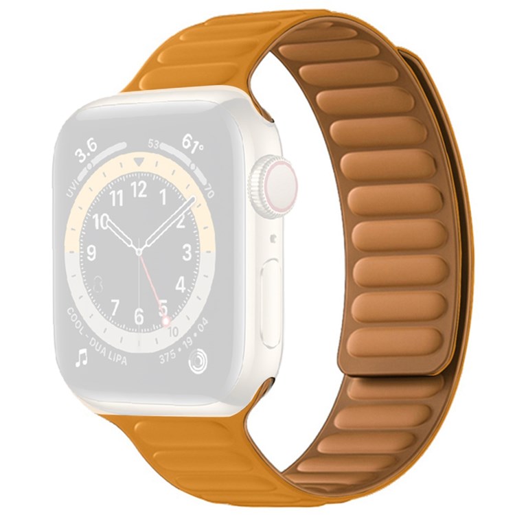 For Apple Watch Series 10 42mm / 9 8 7 41mm / 6 5 4 SE SE (2022) SE (2023) 40mm / 3 2 1 38mm Dual Color Silicone Watch Strap Magnetic Adjustable Wrist Band - Yellow
