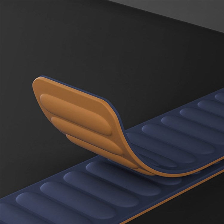 For Apple Watch Series 10 42mm / 9 8 7 41mm / 6 5 4 SE SE (2022) SE (2023) 40mm / 3 2 1 38mm Dual Color Silicone Watch Strap Magnetic Adjustable Wrist Band - Yellow