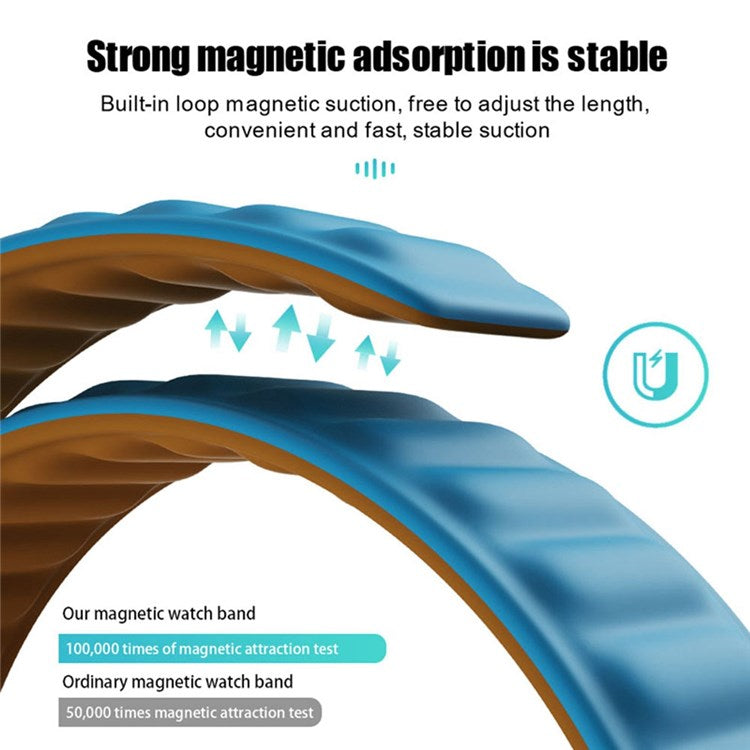 For Apple Watch Series 10 42mm / 9 8 7 41mm / 6 5 4 SE SE (2022) SE (2023) 40mm / 3 2 1 38mm Dual Color Silicone Watch Strap Magnetic Adjustable Wrist Band - Grey