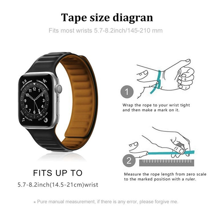 For Apple Watch Series 10 42mm / 9 8 7 41mm / 6 5 4 SE SE (2022) SE (2023) 40mm / 3 2 1 38mm Dual Color Silicone Watch Strap Magnetic Adjustable Wrist Band - Grey