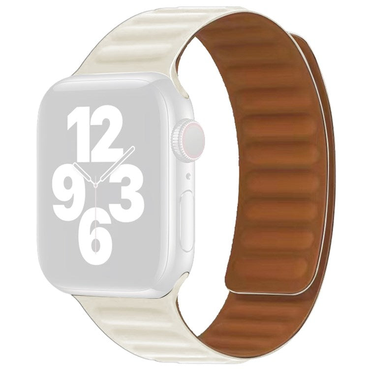 For Apple Watch Series 10 42mm / 9 8 7 41mm / 6 5 4 SE SE (2022) SE (2023) 40mm / 3 2 1 38mm Dual Color Silicone Watch Strap Magnetic Adjustable Wrist Band - Beige