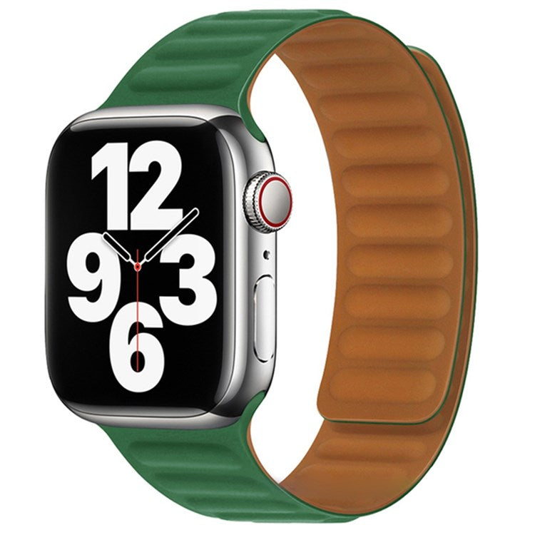 For Apple Watch Series 10 46mm / Ultra 2 Ultra 49mm / 9 8 7 45mm / SE (2023) SE (2022) SE 6 5 4 44mm / 3 2 1 42mm Magnetic Dual Color Silicone Watch Strap Replacement Wrist Band - Dark Green