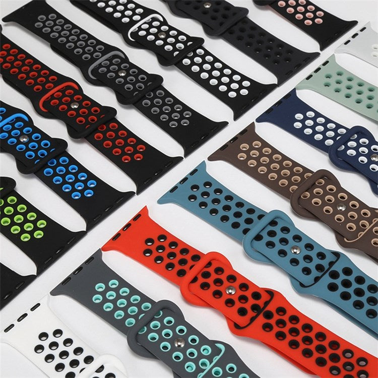 For Apple Watch Series 10 46mm / Ultra 2 Ultra 49mm / 9 8 7 45mm / SE (2023) SE (2022) SE 6 5 4 44mm / 3 2 1 42mm Watch Band, Size: S / M - Black / Red