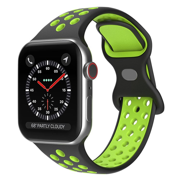 For Apple Watch Series 10 46mm / Ultra 2 Ultra 49mm / 9 8 7 45mm / SE (2023) SE (2022) SE 6 5 4 44mm / 3 2 1 42mm Watch Band, Size: S / M - Black / Green