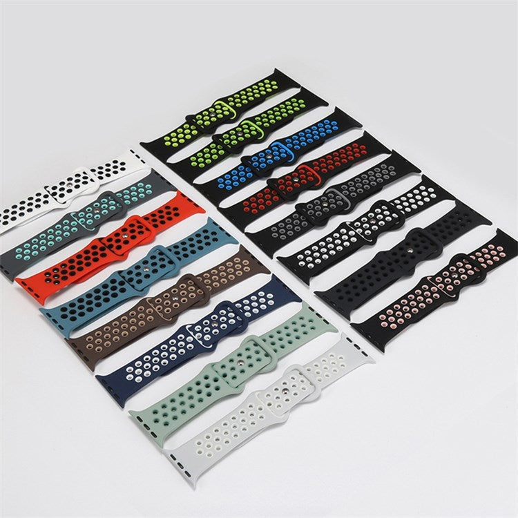 For Apple Watch Series 10 46mm / Ultra 2 Ultra 49mm / 9 8 7 45mm / SE (2023) SE (2022) SE 6 5 4 44mm / 3 2 1 42mm Watch Band, Size: S / M - Black / Green