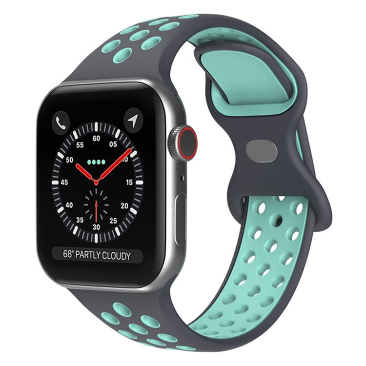 For Apple Watch Series 10 46mm / Ultra 2 Ultra 49mm / 9 8 7 45mm / SE (2023) SE (2022) SE 6 5 4 44mm / 3 2 1 42mm Watch Band, Size: S / M - Dark Grey / Teal Green