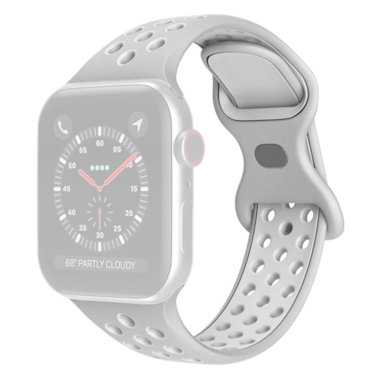 For Apple Watch Series 10 42mm / 9 8 7 41mm / 6 5 4 SE SE (2022) SE (2023) 40mm / 3 2 1 38mm Silicone Watch Band Dual Color, Size: S / M - Gray / White