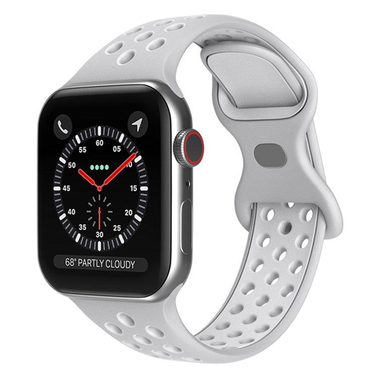 For Apple Watch Series 10 42mm / 9 8 7 41mm / 6 5 4 SE SE (2022) SE (2023) 40mm / 3 2 1 38mm Silicone Watch Band Dual Color, Size: S / M - Gray / White