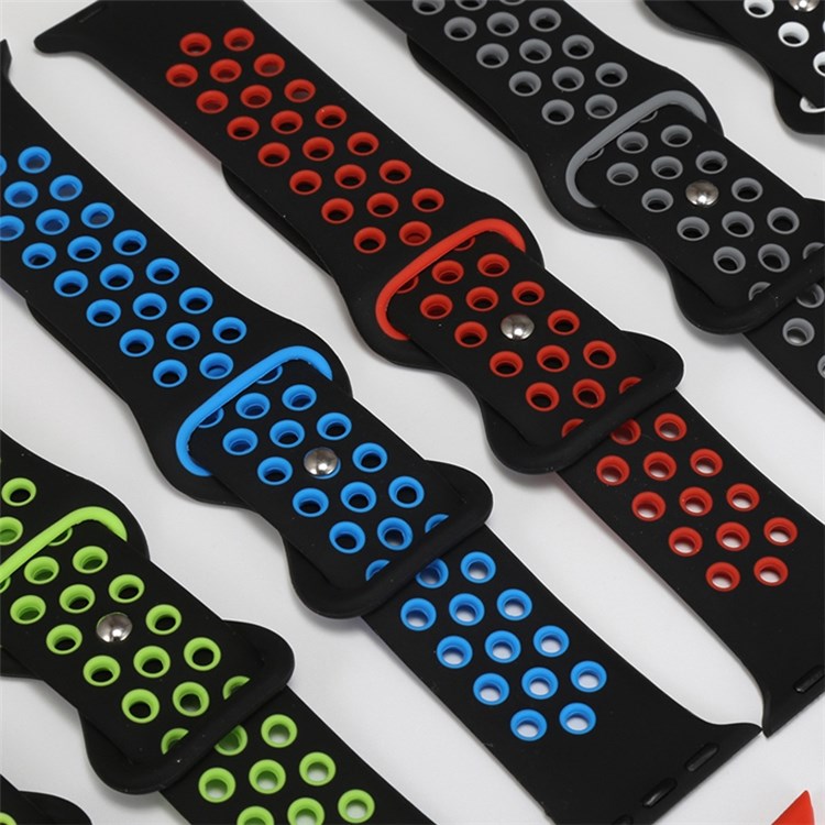 For Apple Watch Series 10 42mm / 9 8 7 41mm / 6 5 4 SE SE (2022) SE (2023) 40mm / 3 2 1 38mm Silicone Watch Band Dual Color, Size: S / M - Gray / White