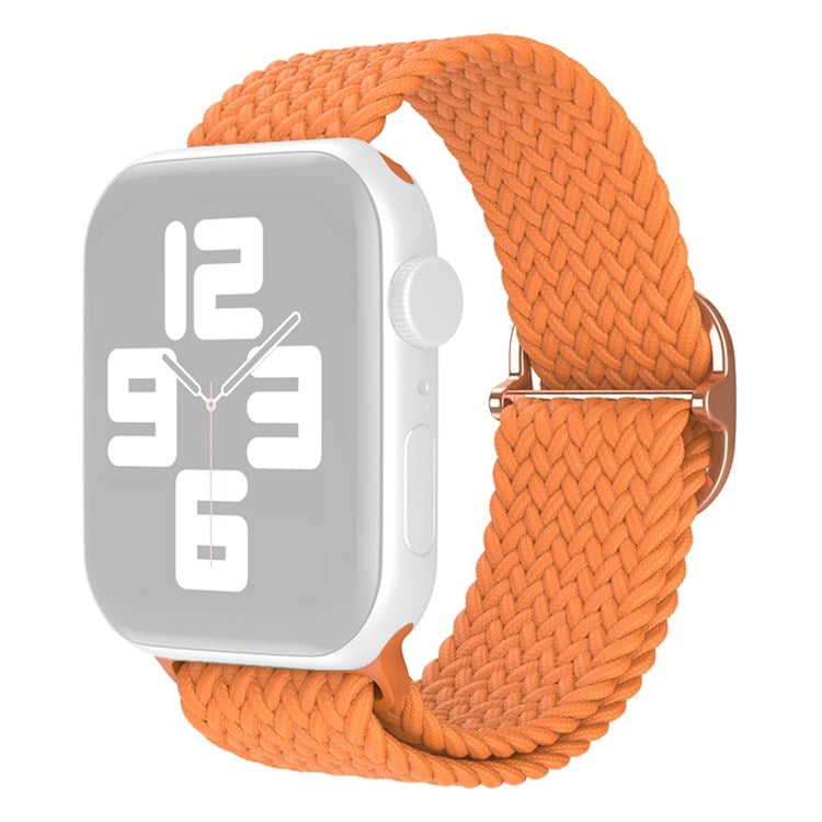 For Apple Watch Series 10 42mm / 9 8 7 41mm / 6 5 4 SE SE (2022) SE (2023) 40mm / 3 2 1 38mm Nylon Braided Watch Band Adjustable Wrist Strap Replacement - Bright Orange