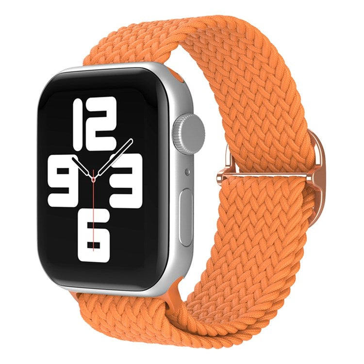 For Apple Watch Series 10 42mm / 9 8 7 41mm / 6 5 4 SE SE (2022) SE (2023) 40mm / 3 2 1 38mm Nylon Braided Watch Band Adjustable Wrist Strap Replacement - Bright Orange