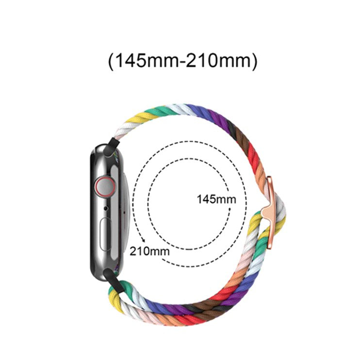 For Apple Watch Series 10 42mm / 9 8 7 41mm / 6 5 4 SE SE (2022) SE (2023) 40mm / 3 2 1 38mm Nylon Braided Watch Band Adjustable Wrist Strap Replacement - Bright Orange