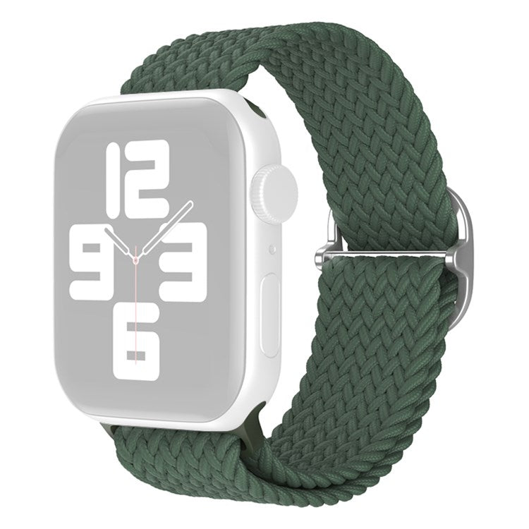 For Apple Watch Series 10 42mm / 9 8 7 41mm / 6 5 4 SE SE (2022) SE (2023) 40mm / 3 2 1 38mm Nylon Braided Watch Band Adjustable Wrist Strap Replacement - Olive Green