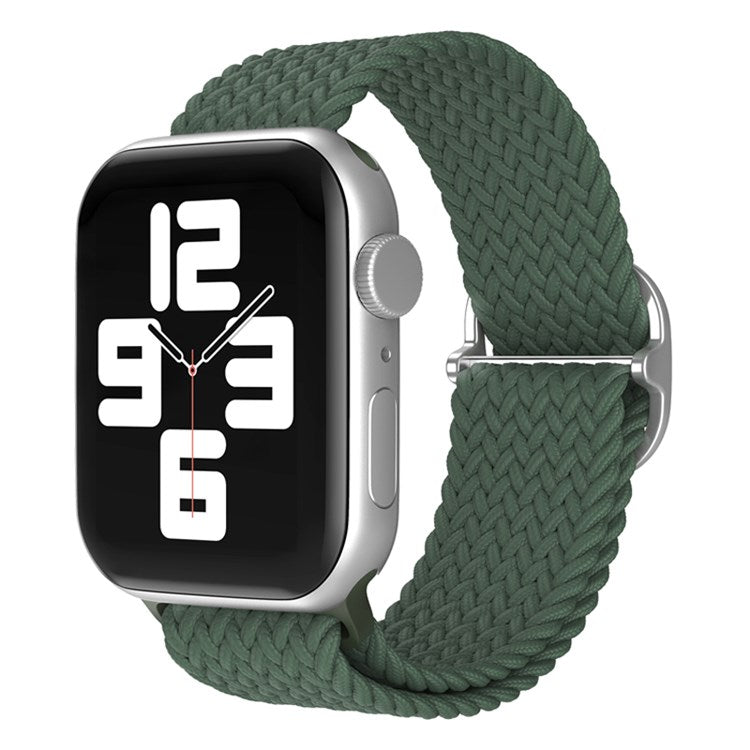 For Apple Watch Series 10 42mm / 9 8 7 41mm / 6 5 4 SE SE (2022) SE (2023) 40mm / 3 2 1 38mm Nylon Braided Watch Band Adjustable Wrist Strap Replacement - Olive Green