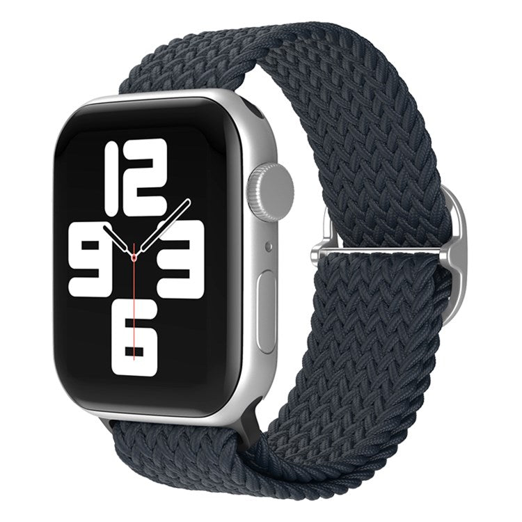 For Apple Watch Series 10 46mm / Ultra 2 Ultra 49mm / 9 8 7 45mm / SE (2023) SE (2022) SE 6 5 4 44mm / 3 2 1 42mm Nylon Braided Smart Watch Strap Replacement Wrist Band - Black Grey