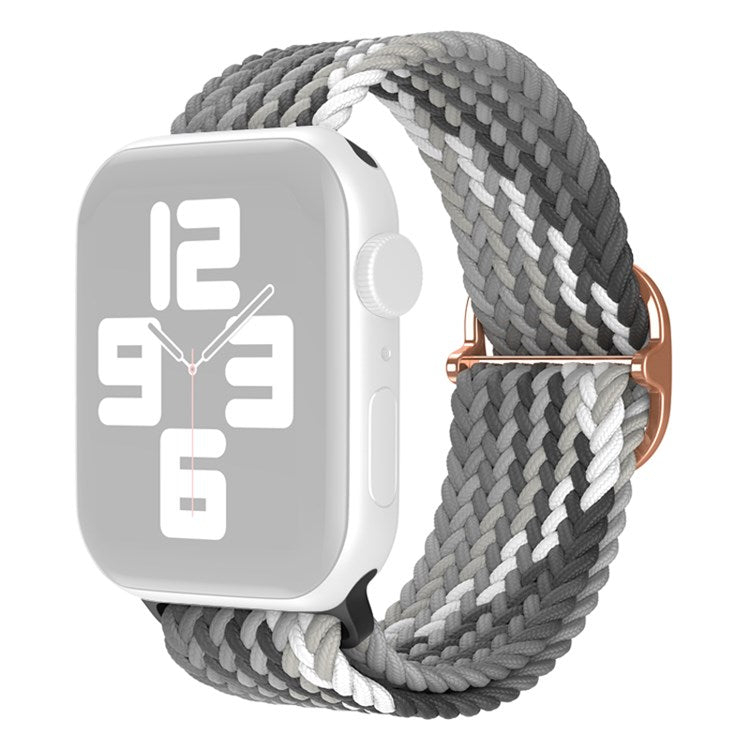 For Apple Watch Series 10 46mm / Ultra 2 Ultra 49mm / 9 8 7 45mm / SE (2023) SE (2022) SE 6 5 4 44mm / 3 2 1 42mm Nylon Braided Smart Watch Strap Replacement Wrist Band - Gradient Grey