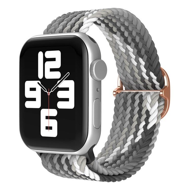For Apple Watch Series 10 46mm / Ultra 2 Ultra 49mm / 9 8 7 45mm / SE (2023) SE (2022) SE 6 5 4 44mm / 3 2 1 42mm Nylon Braided Smart Watch Strap Replacement Wrist Band - Gradient Grey