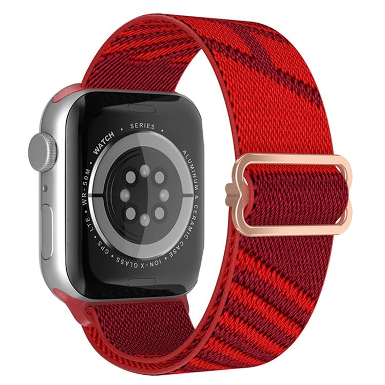 For Apple Watch Series 10 42mm / 9 8 7 41mm / 6 5 4 SE SE (2022) SE (2023) 40mm / 3 2 1 38mm Dual Color Nylon Watch Band Adjustable Wrist Strap Replacement - Dark Red / Red