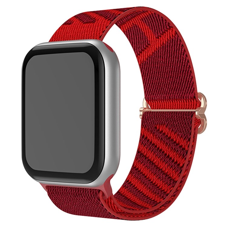 For Apple Watch Series 10 42mm / 9 8 7 41mm / 6 5 4 SE SE (2022) SE (2023) 40mm / 3 2 1 38mm Dual Color Nylon Watch Band Adjustable Wrist Strap Replacement - Dark Red / Red