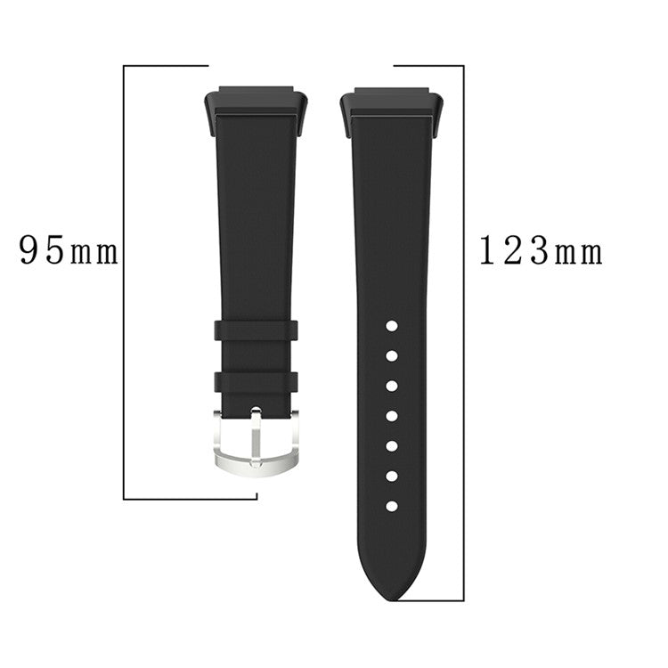 For Huawei Band 7 Genuine Leather Watch Band Replacement Strap with Metal Silver Buckle - Red