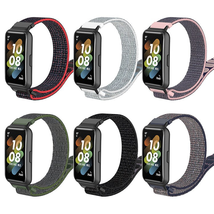 For Huawei Band 7 Soft Nylon Watch Band Adjustable Loop Fastener Sport Strap Wristband Replacement - Seashell