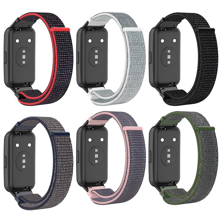 For Huawei Band 7 Soft Nylon Watch Band Adjustable Loop Fastener Sport Strap Wristband Replacement - Seashell
