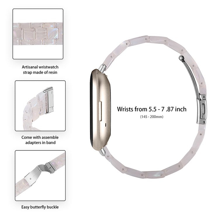 For Apple Watch Series 10 42mm / 9 8 7 41mm / 6 5 4 SE SE (2022) SE (2023) 40mm / 3 2 1 38mm Resin Band Stainless Steel Buckle Replacement Watch Strap - Shell White