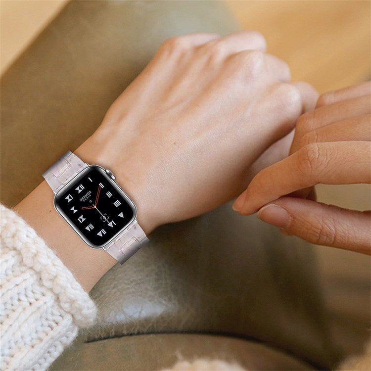 For Apple Watch Series 10 42mm / 9 8 7 41mm / 6 5 4 SE SE (2022) SE (2023) 40mm / 3 2 1 38mm Resin Band Stainless Steel Buckle Replacement Watch Strap - Shell White