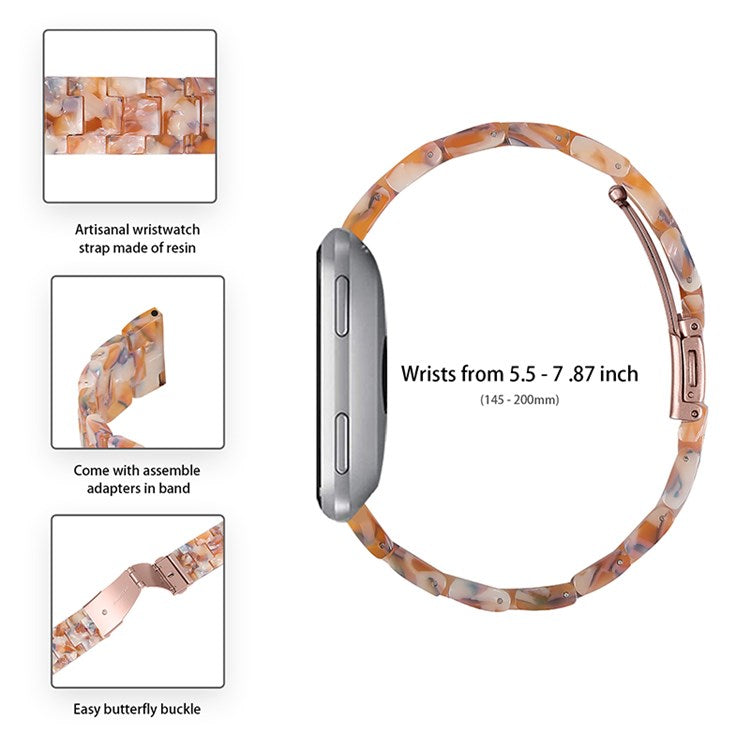 For Fitbit Versa 2 / Versa / Versa Lite / Versa SE Resin Wristband Stainless Steel Buckle Sport Watch Band - Yellow Flowers