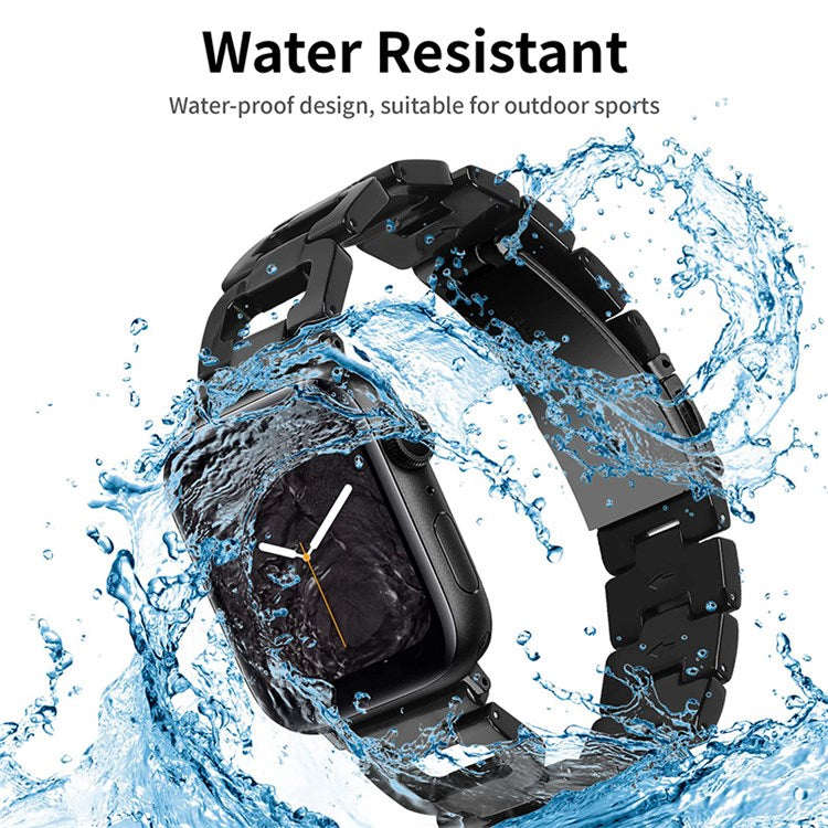 For Apple Watch Series 10 46mm / Ultra 2 Ultra 49mm / 9 8 7 45mm / SE (2023) SE (2022) SE 6 5 4 44mm / 3 2 1 42mm Resin D Shape Design Smart Watch Band with Stainless Steel Buckle - Black