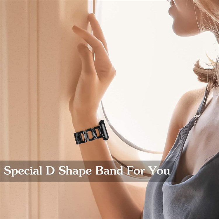 For Apple Watch Series 10 46mm / Ultra 2 Ultra 49mm / 9 8 7 45mm / SE (2023) SE (2022) SE 6 5 4 44mm / 3 2 1 42mm Resin D Shape Design Smart Watch Band with Stainless Steel Buckle - Black