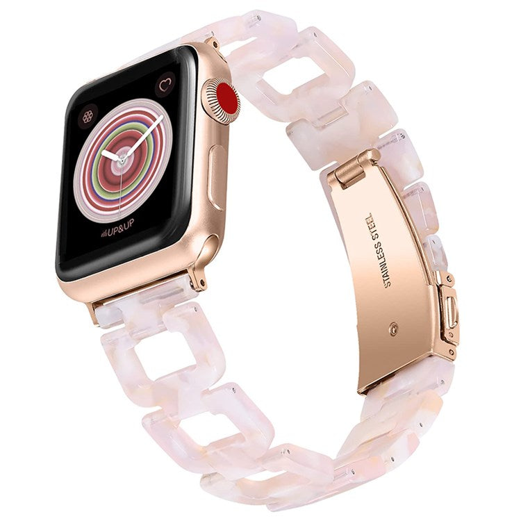 For Apple Watch Series 10 42mm / 9 8 7 41mm / 6 5 4 SE SE (2022) SE (2023) 40mm / 3 2 1 38mm Resin Smart Watch Strap D Shape Design Wristband with Stainless Steel Buckle - Pink Mix