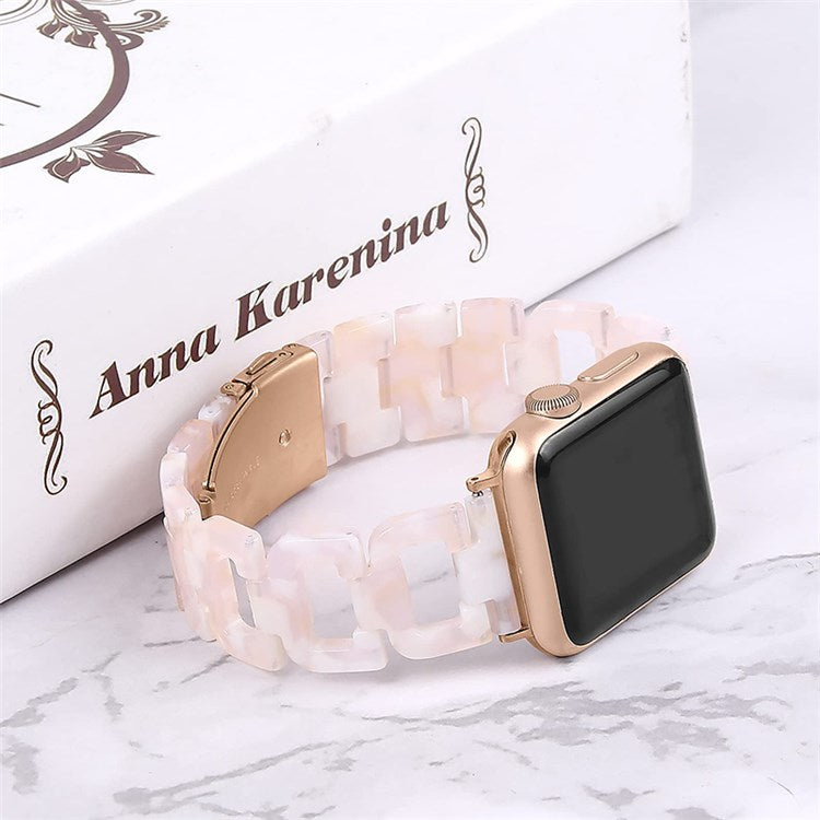 For Apple Watch Series 10 42mm / 9 8 7 41mm / 6 5 4 SE SE (2022) SE (2023) 40mm / 3 2 1 38mm Resin Smart Watch Strap D Shape Design Wristband with Stainless Steel Buckle - Pink Mix
