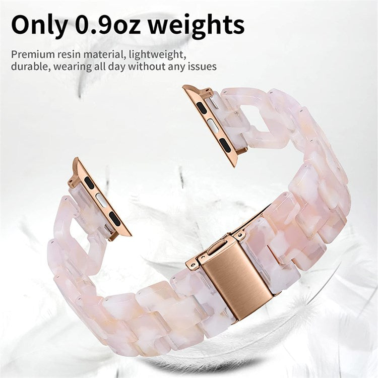 For Apple Watch Series 10 42mm / 9 8 7 41mm / 6 5 4 SE SE (2022) SE (2023) 40mm / 3 2 1 38mm Resin Smart Watch Strap D Shape Design Wristband with Stainless Steel Buckle - Pink Mix