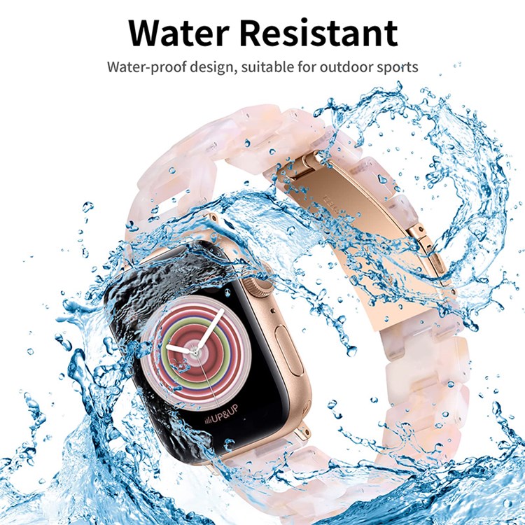 For Apple Watch Series 10 42mm / 9 8 7 41mm / 6 5 4 SE SE (2022) SE (2023) 40mm / 3 2 1 38mm Resin Smart Watch Strap D Shape Design Wristband with Stainless Steel Buckle - Pink Mix