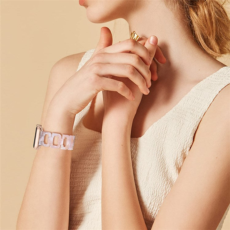 For Apple Watch Series 10 42mm / 9 8 7 41mm / 6 5 4 SE SE (2022) SE (2023) 40mm / 3 2 1 38mm Resin Smart Watch Strap D Shape Design Wristband with Stainless Steel Buckle - Pink Mix