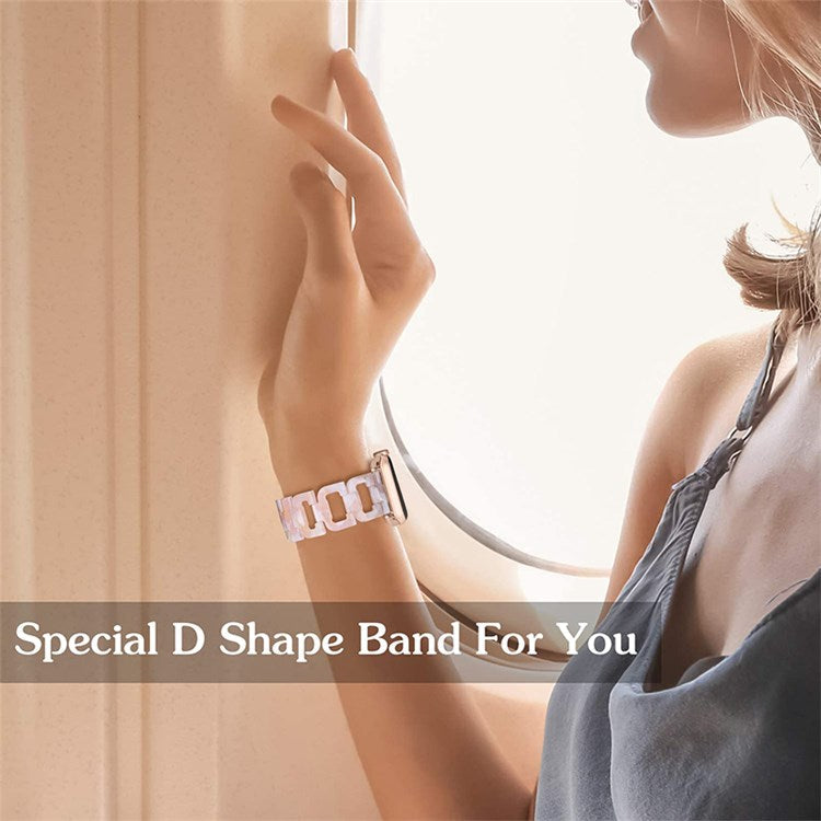 For Apple Watch Series 10 42mm / 9 8 7 41mm / 6 5 4 SE SE (2022) SE (2023) 40mm / 3 2 1 38mm Resin Smart Watch Strap D Shape Design Wristband with Stainless Steel Buckle - Pink Mix