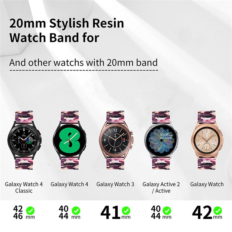 For Samsung Galaxy Watch4 Active 40mm / 44mm / Watch4 Classic 42mm / 46mm D Shape Resin Smart Watch Strap Wristband with Stainless Steel Buckle - Purple Mix