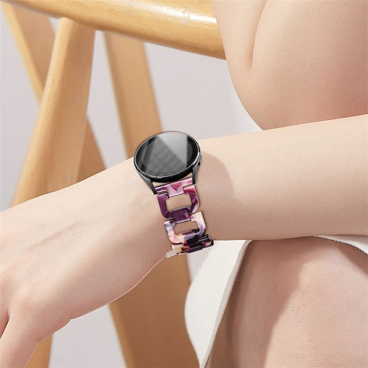 For Samsung Galaxy Watch4 Active 40mm / 44mm / Watch4 Classic 42mm / 46mm D Shape Resin Smart Watch Strap Wristband with Stainless Steel Buckle - Purple Mix