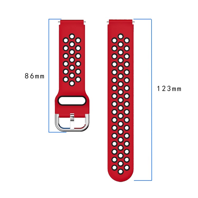 For Haylou Solar LS01 / ID205 / Willful SW021 Silicone Watch Band 19mm Adjustable Dual Color Replacement Strap - Dark Blue / White